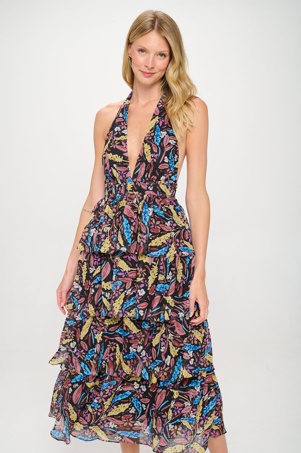 Black Multi Floral Lulua Maxi Dress