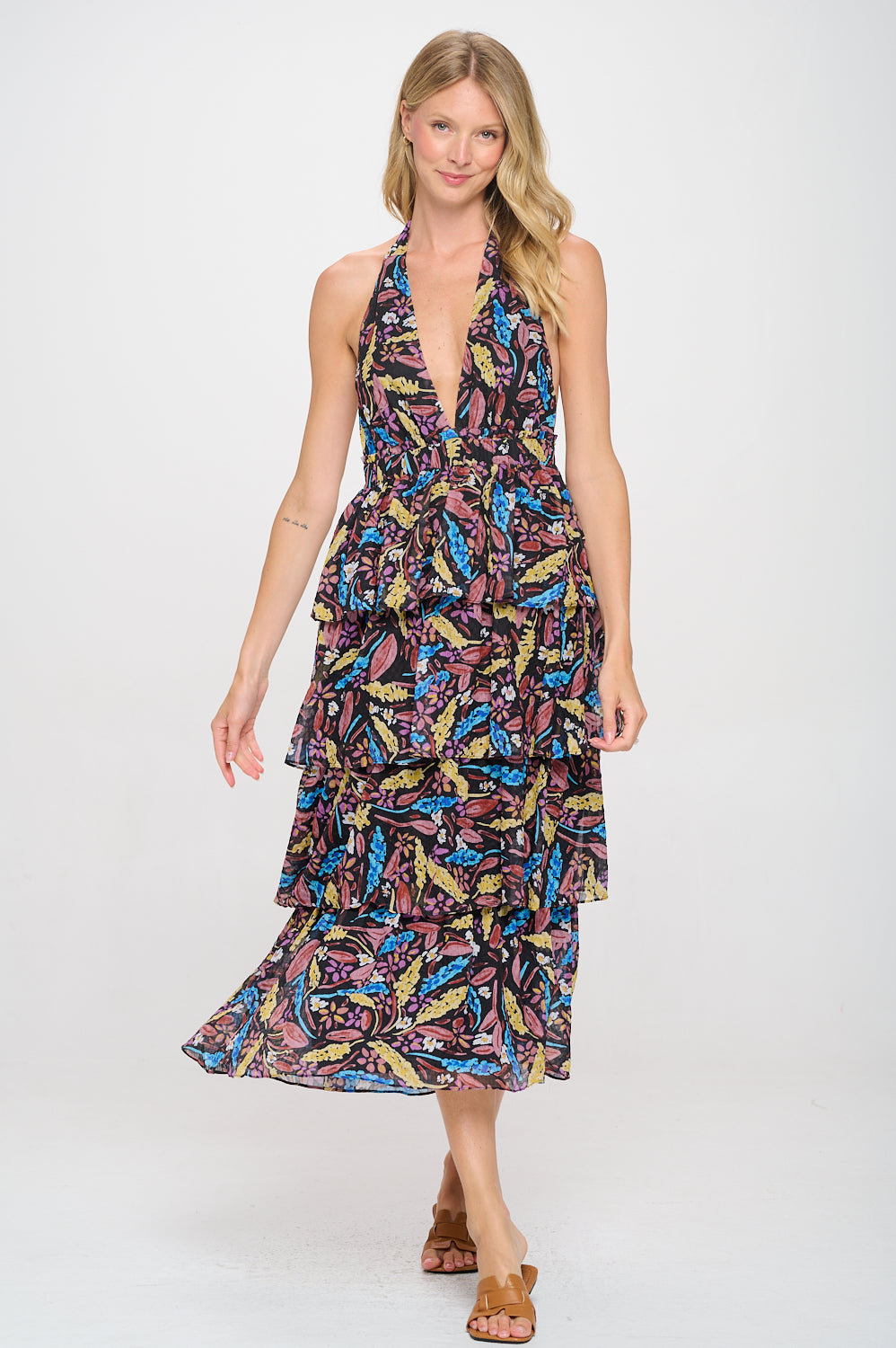 Black Multi Floral Lulua Maxi Dress