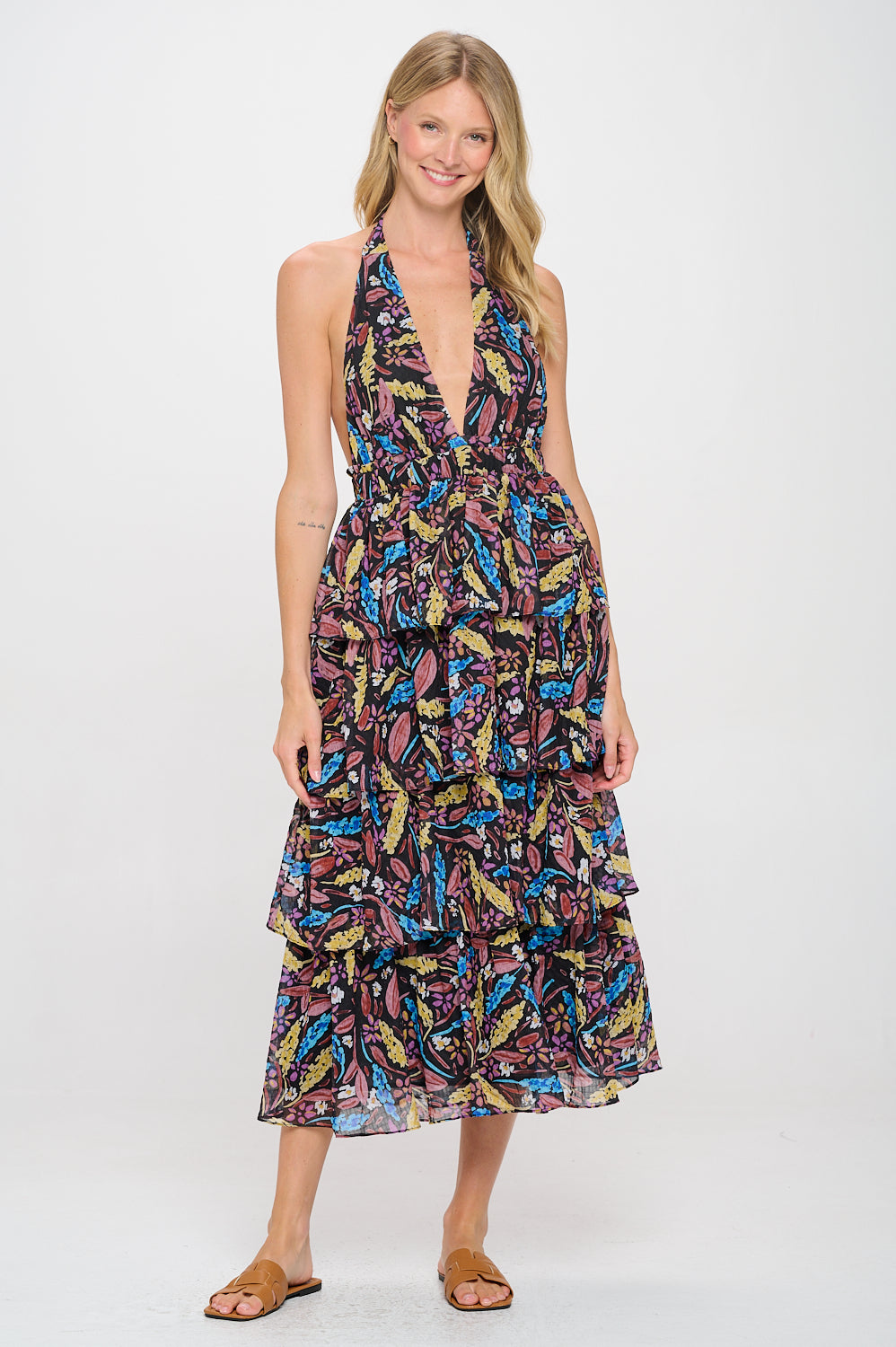 Black Multi Floral Lulua Maxi Dress