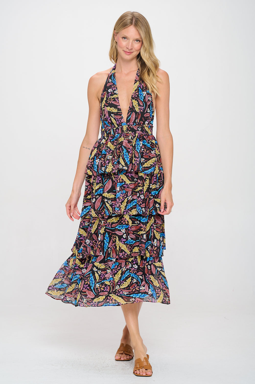 Black Multi Floral Lulua Maxi Dress