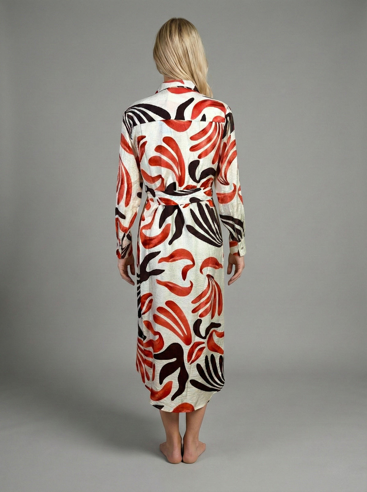 Sunset Brush Belted Shirt Maxi Dress