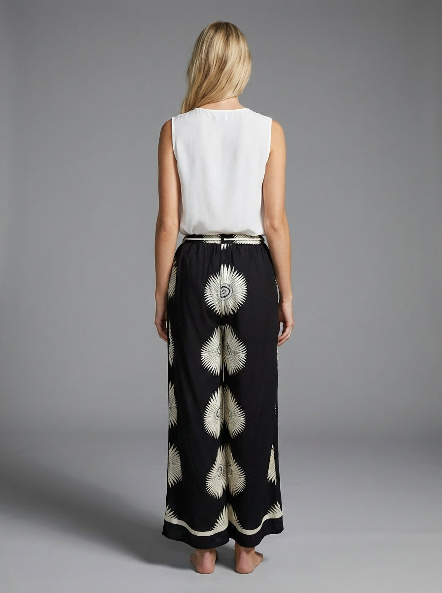 Lunar Bloom Floral Medallion Wide Leg Pants