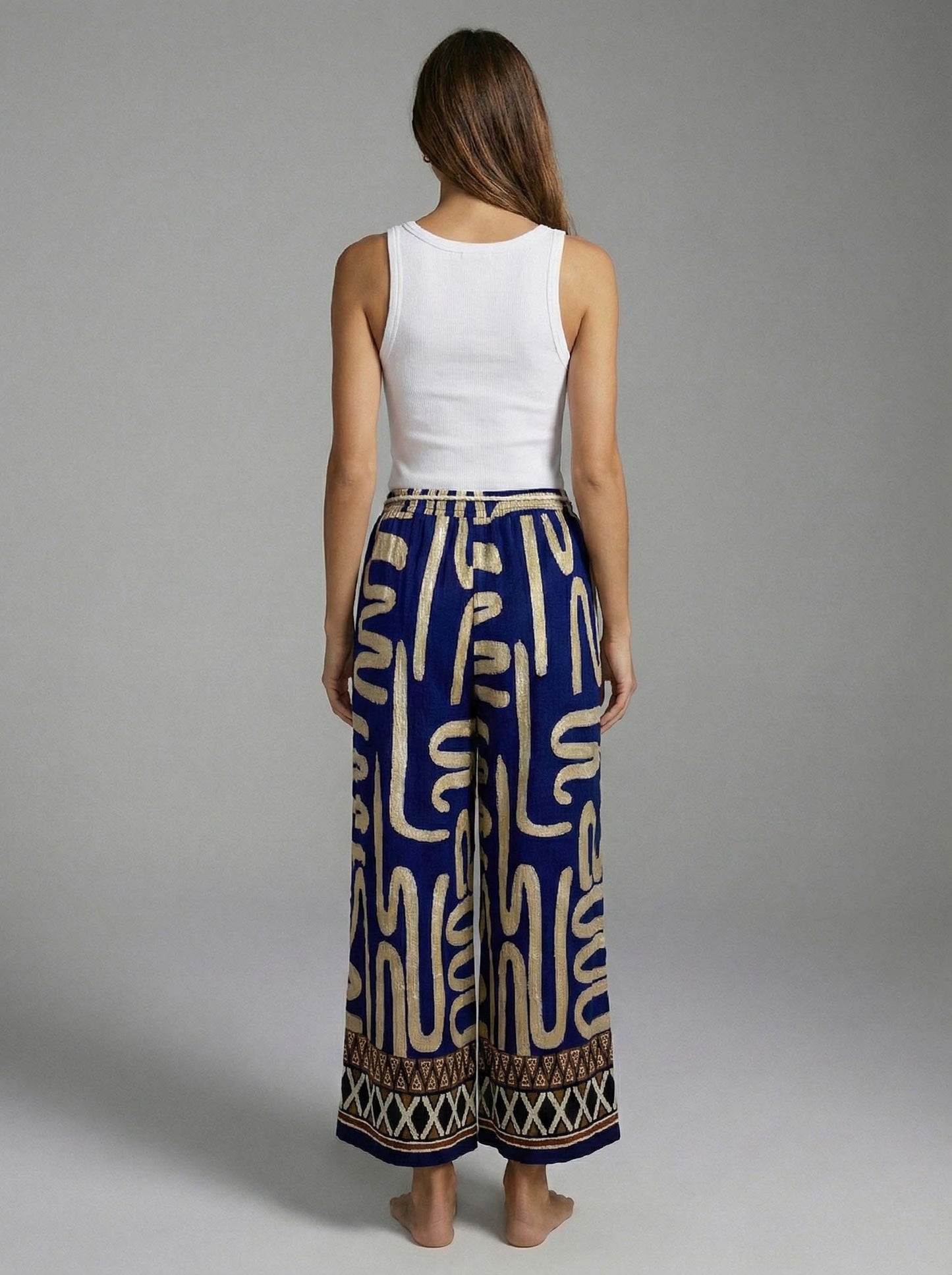 Mediterranean Script Wide Leg Pants