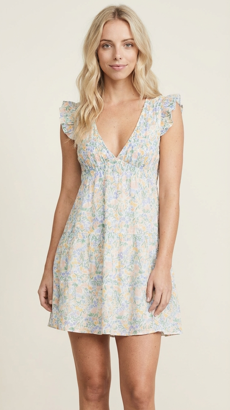 Flower Oasis Short Dress, Flower Oasis Short, women's dress, floral print, resortwear style, feminine boutique style by Meet Me in Santorini