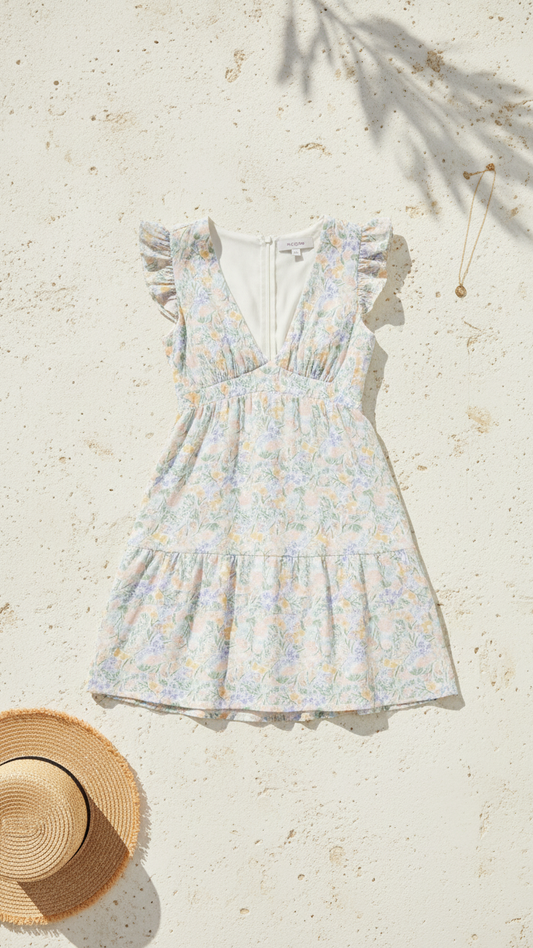 Flower Oasis Short Dress, Flower Oasis Short, women's dress, floral print, resortwear style, feminine boutique style by Meet Me in Santorini