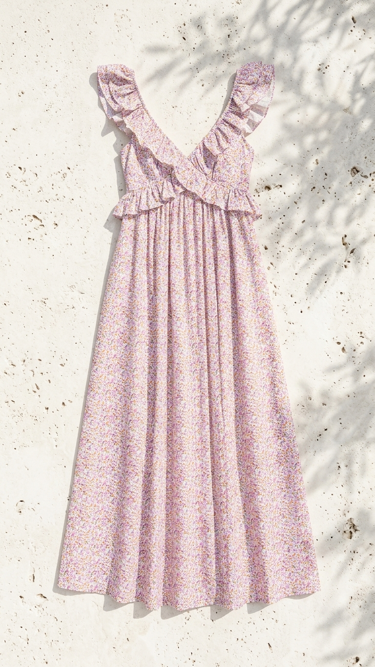 Spring Bloom Meadow Maxi Dress, Spring Bloom Meadow, women's maxi dress, floral print, abstract print, resortwear style by Meet Me in Santorini