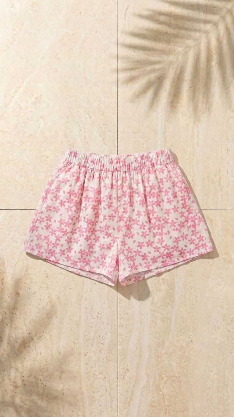 Petal Splash Shorts, Petal Splash, women's shorts, floral print, resortwear style, feminine boutique style by Meet Me in Santorini