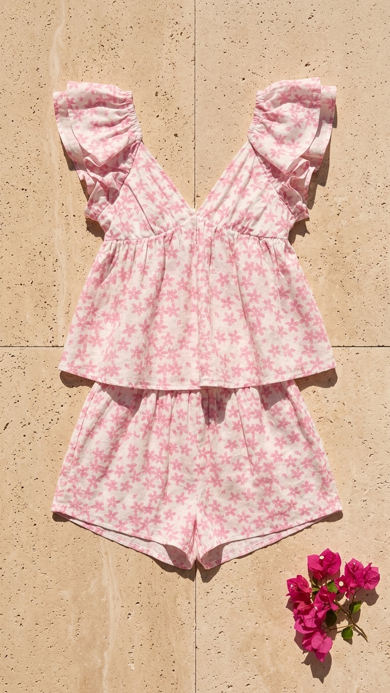 Petal Splash Set, Petal Splash, women's matching set, floral print, resortwear style, feminine boutique style by Meet Me in Santorini