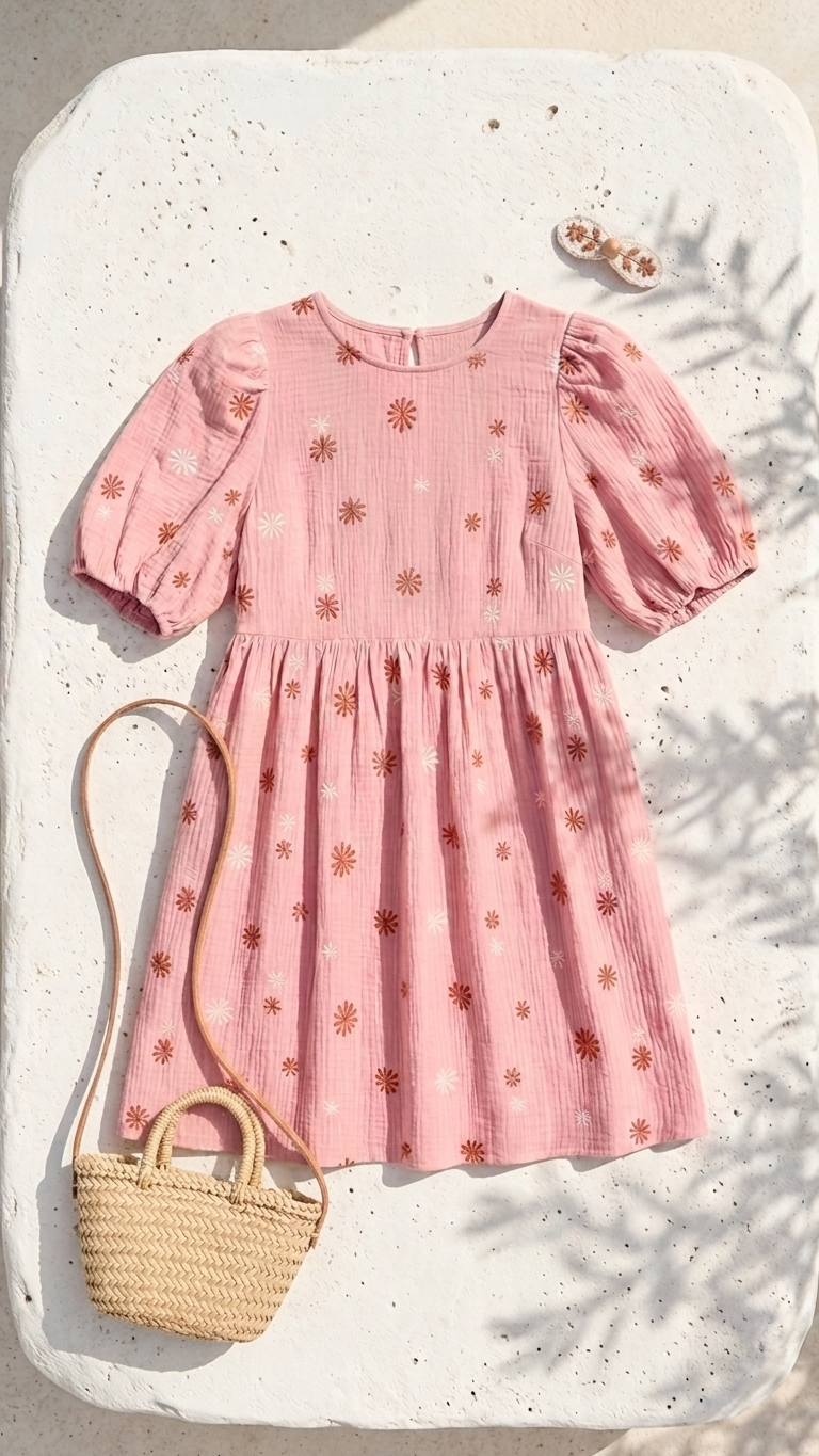 Mauve Embroidery Lucia Dress