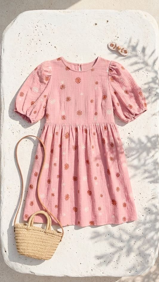 Mauve Embroidery Lucia Dress