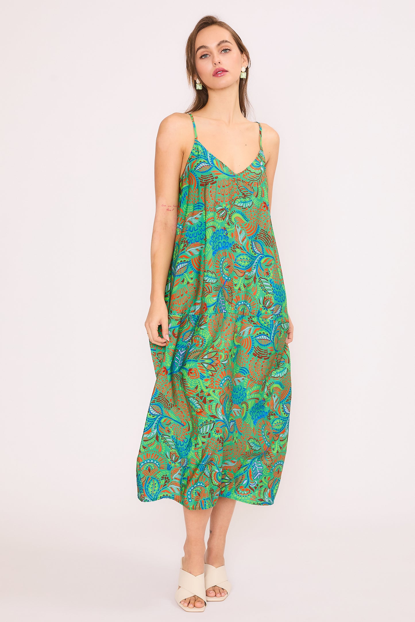 Henna Green Easy Dress