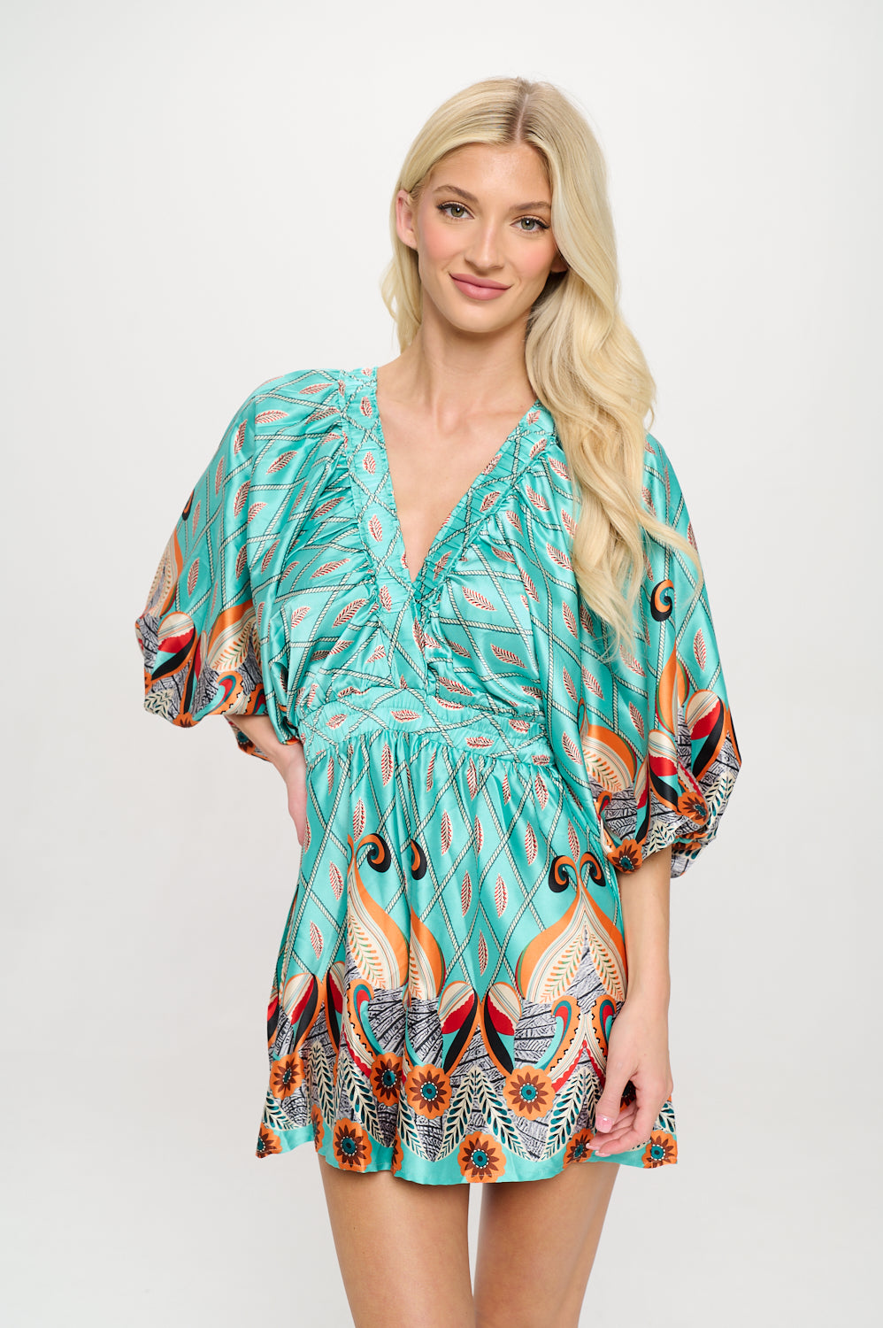 Feather Teal Romper