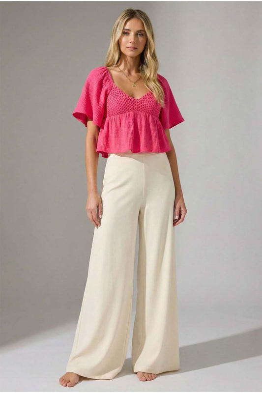 Shadow Stripe Fuchsia Alexis Crop Top