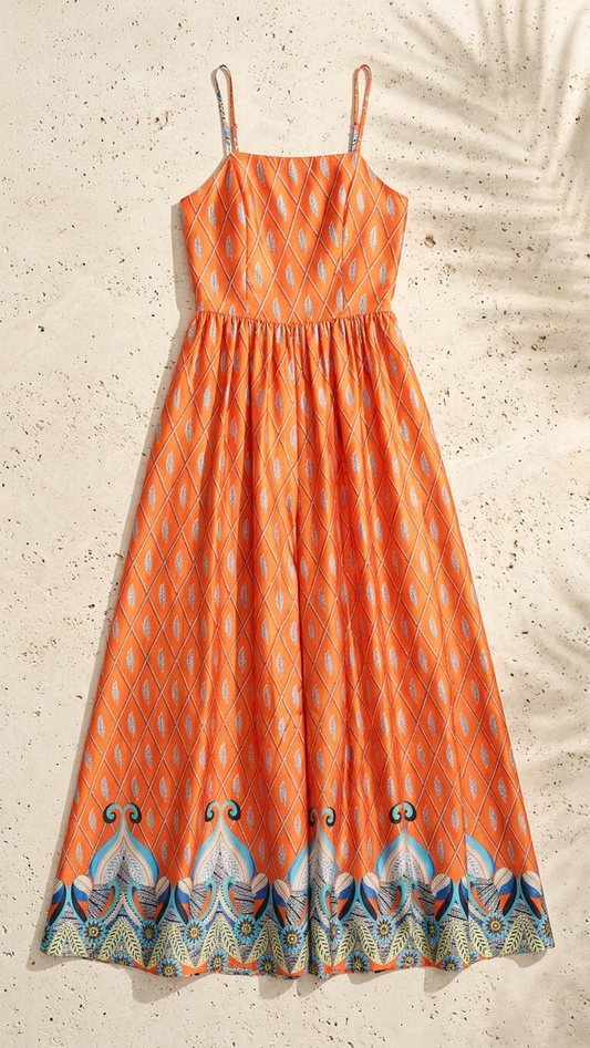 Saffron Paralia Jumpsuit, Saffron Paralia, women's matching set, abstract print, resortwear style, sleeveless silhouette by Meet Me in Santorini