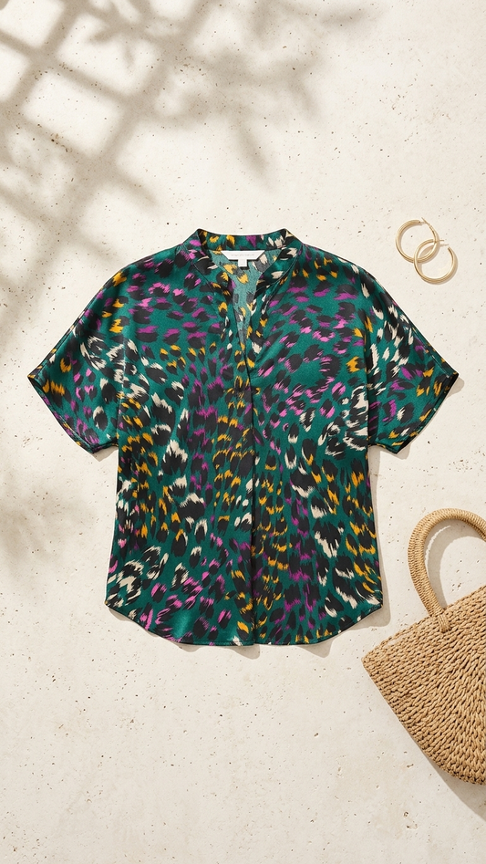 Leopard Green Kaii Top