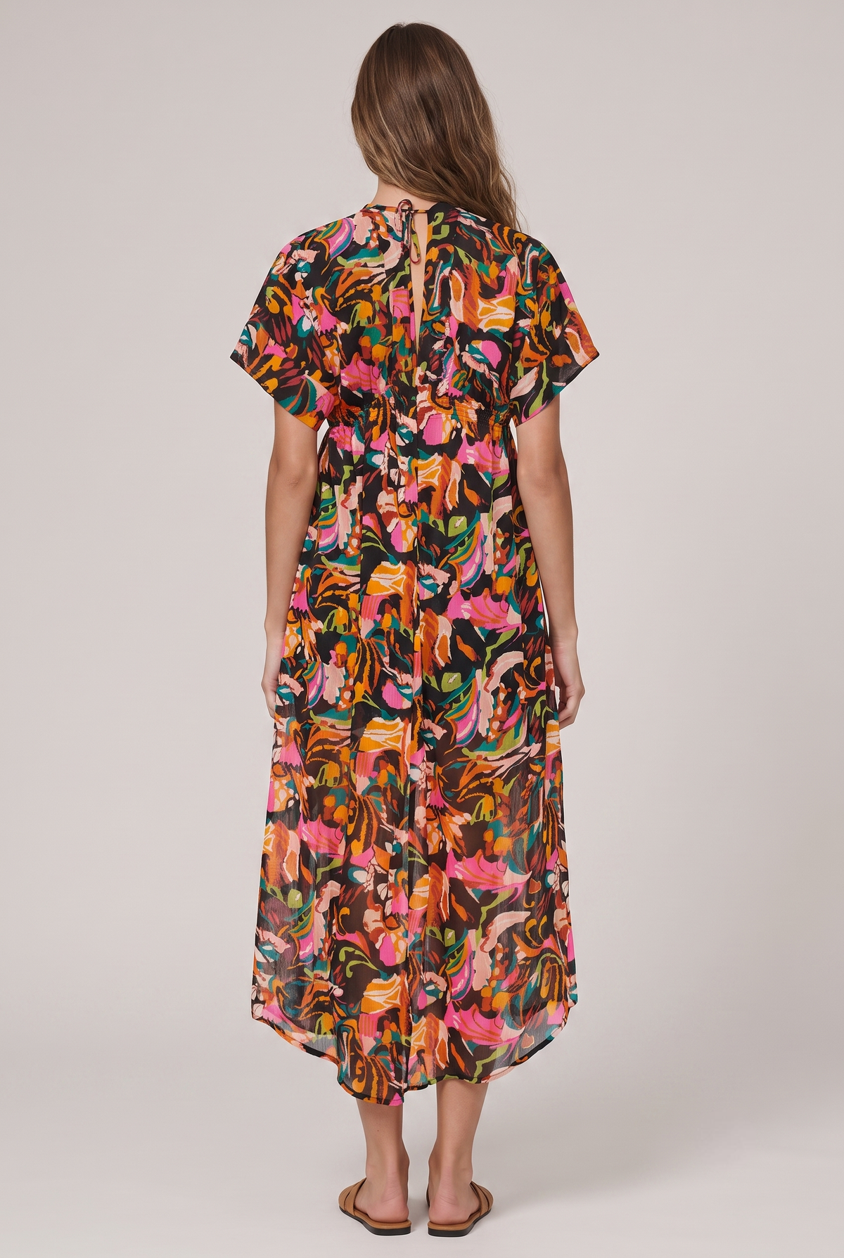 Andre Multicolor Abstract Print Midi Dress