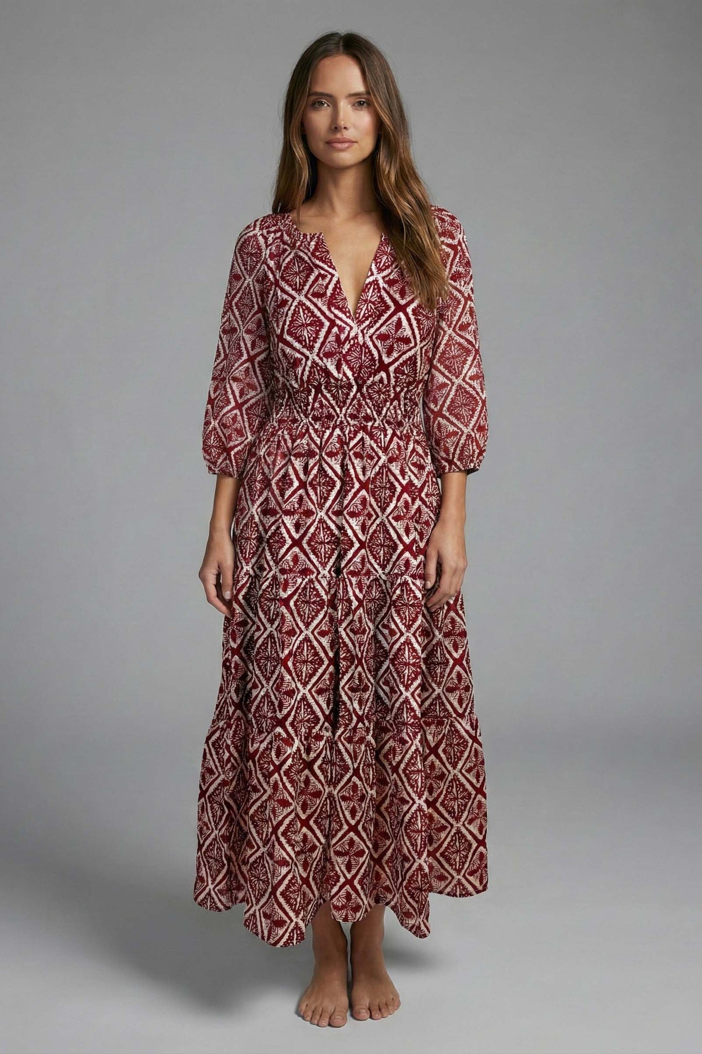 Batik Echo Smocked Waist Tiered Maxi Dress