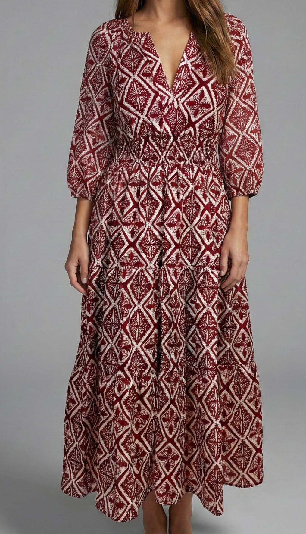Batik Echo Smocked Waist Tiered Maxi Dress
