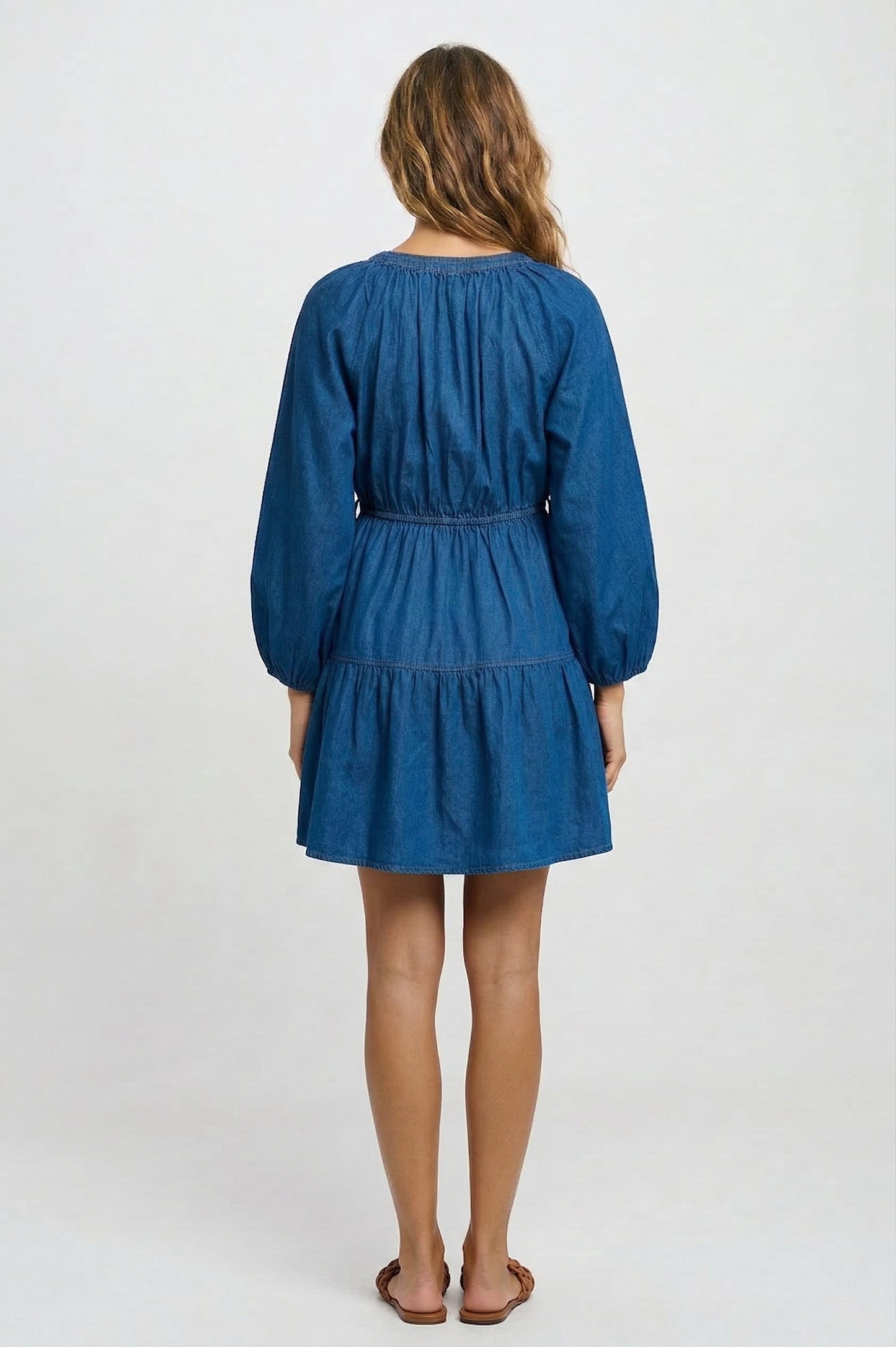 Azure Chambray Short Dress, Azure Chambray Short, women's dress, resortwear style, feminine boutique style by Meet Me in Santorini
