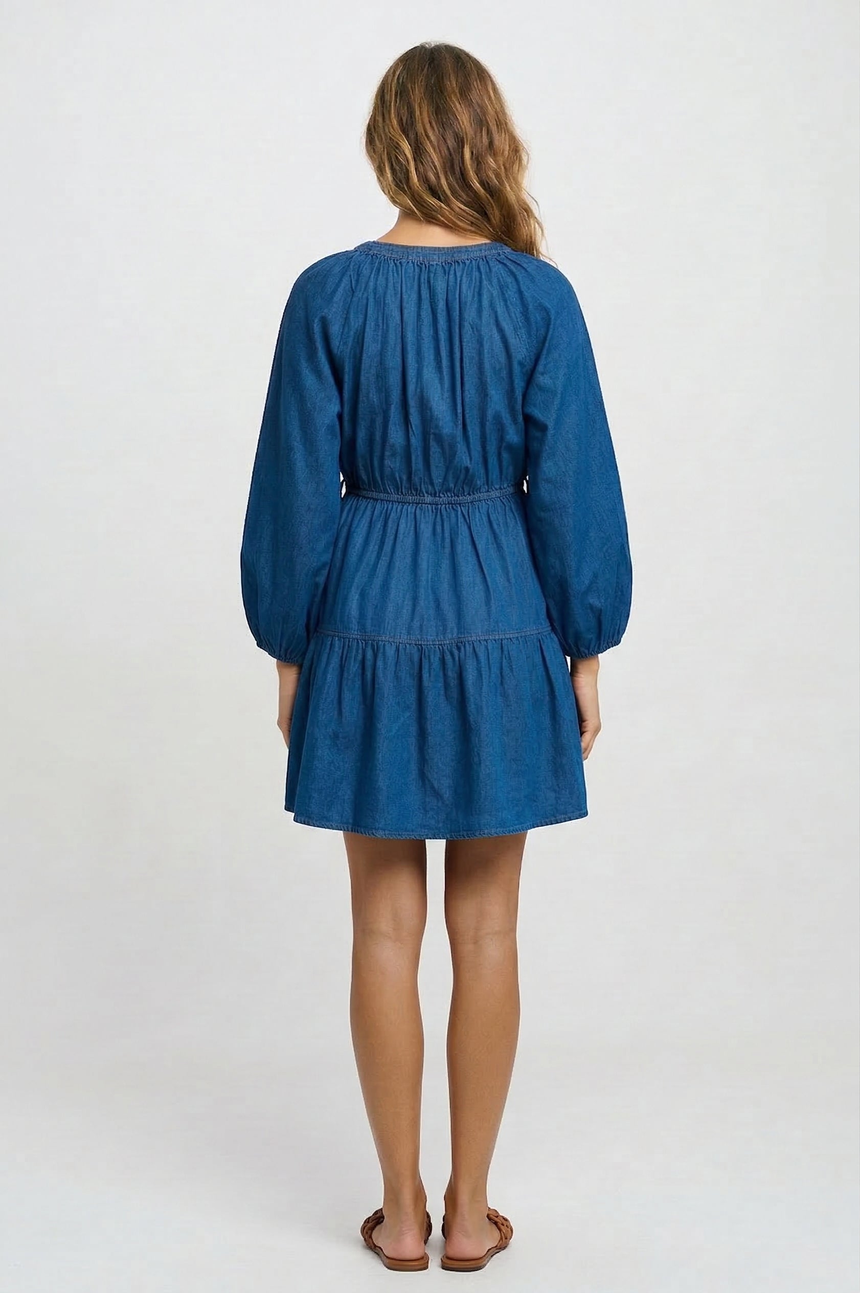 Azure Chambray Short Dress, Azure Chambray Short, women's dress, resortwear style, feminine boutique style by Meet Me in Santorini