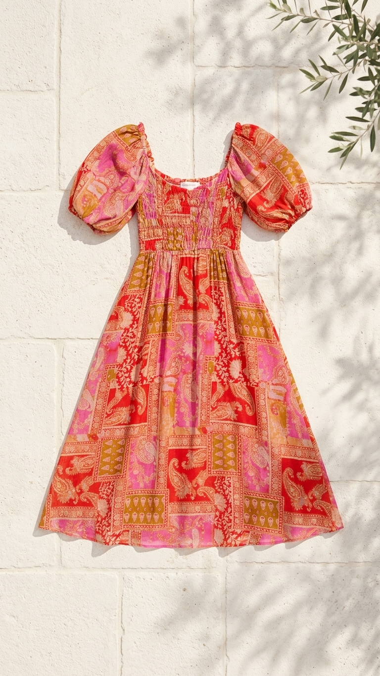 Mediterranean Majesty Puffy Sleeve Maxi Dress