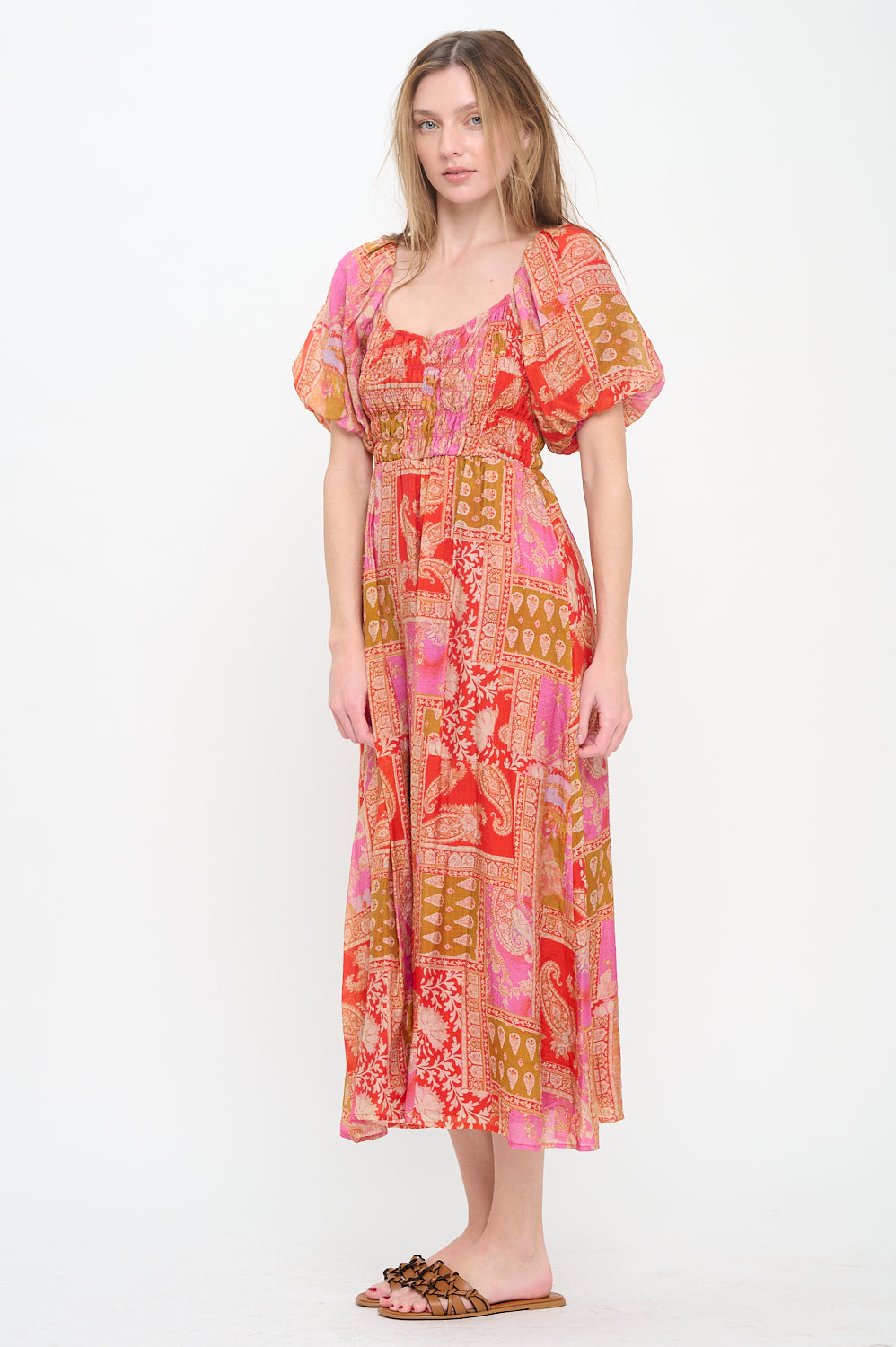 Mediterranean Majesty Puffy Sleeve Maxi Dress