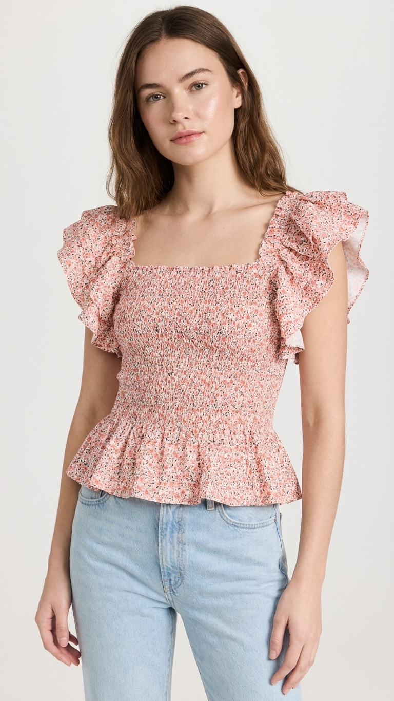 Mediterranean Bloom Top, Mediterranean Bloom, women's top, floral print, abstract print, resortwear style by Meet Me in Santorini