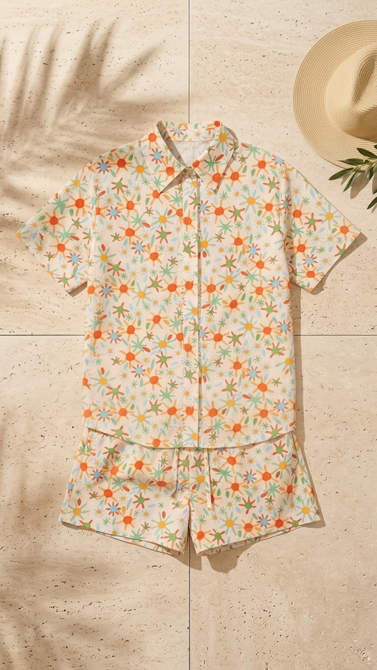 Aegean Daisy Set, Aegean Daisy, women's matching set, resortwear style, feminine boutique style by Meet Me in Santorini