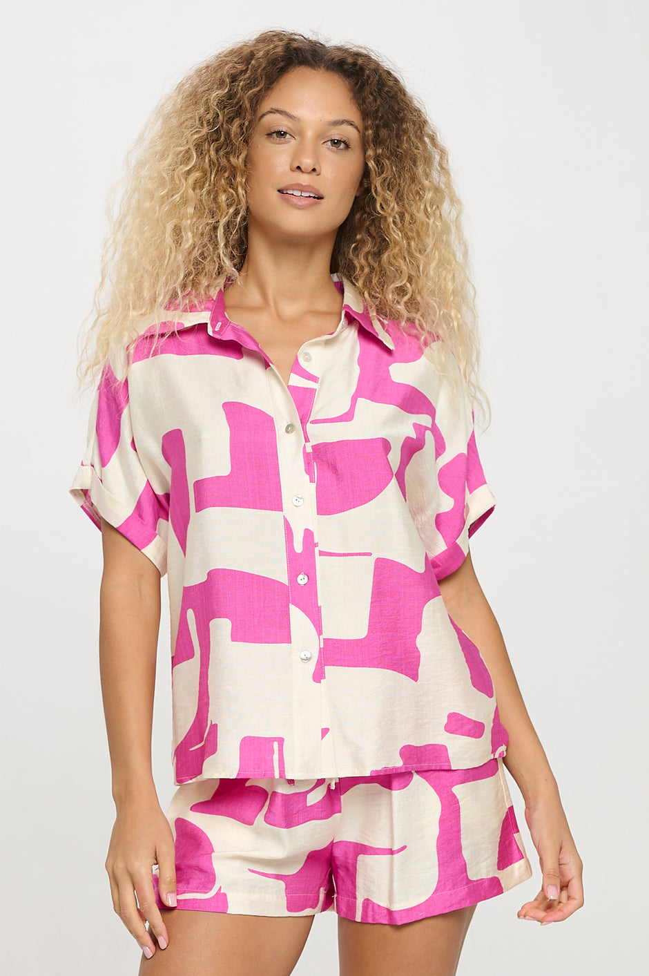 Meet Me In Santorini Caldera Collage Pleat Dress main image 0