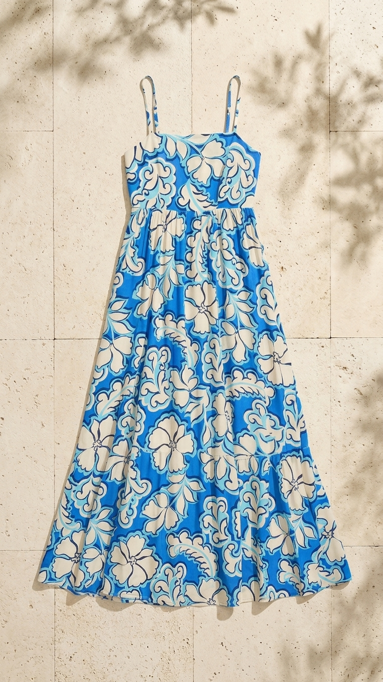 Azure Bloom Maxi Dress