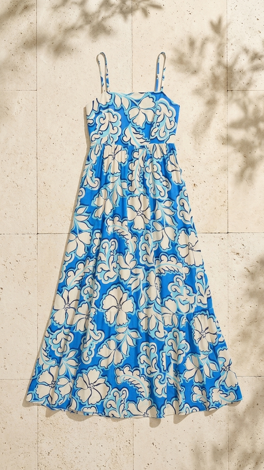 Azure Bloom Maxi Dress