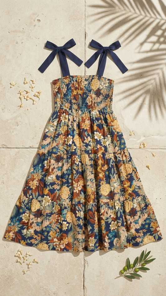 Paralia Nights Smock Midi Dress