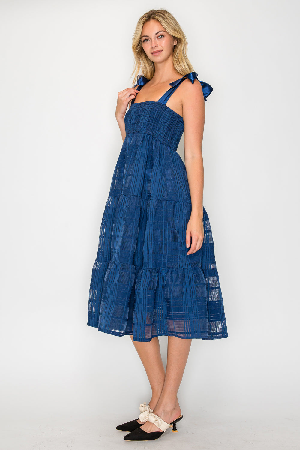 Windowpane Jacquard Tie Dress