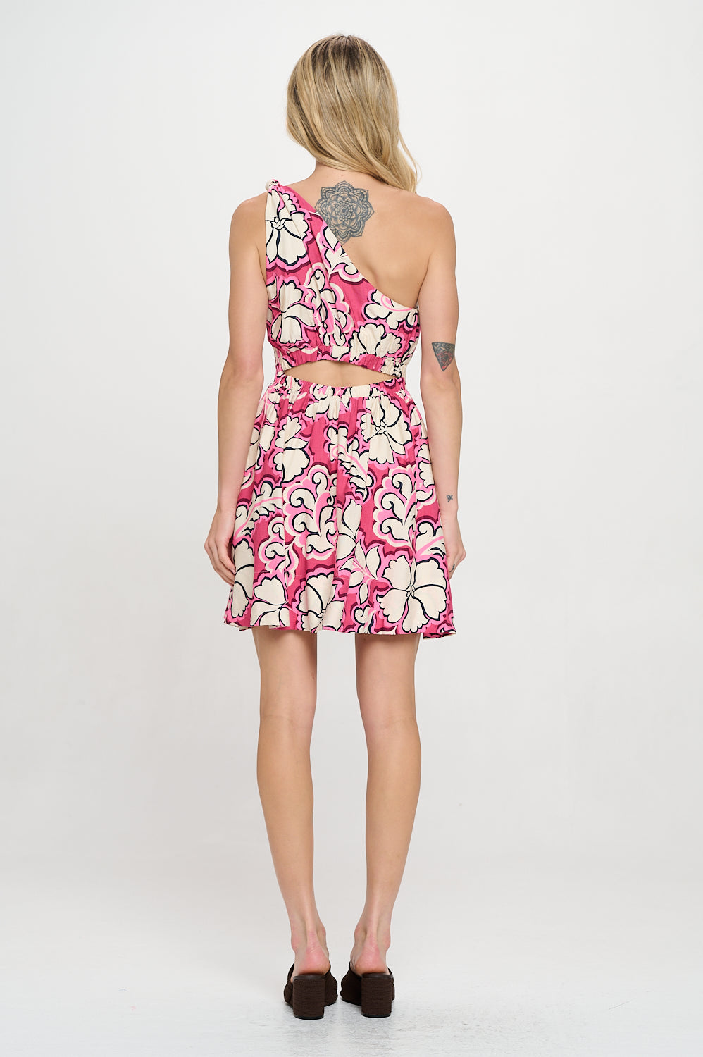 Rosy Bloom One Shoulder Dress