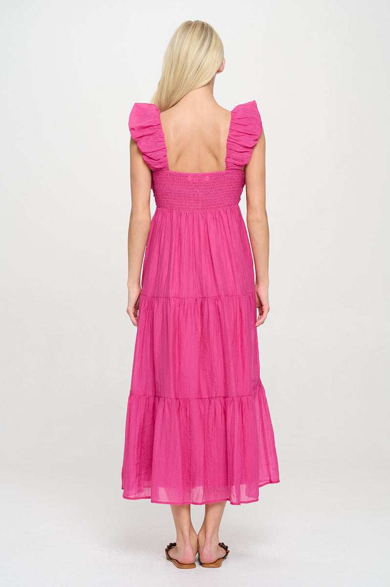 Fuchsia Breeze Ruched Maxi Dress
