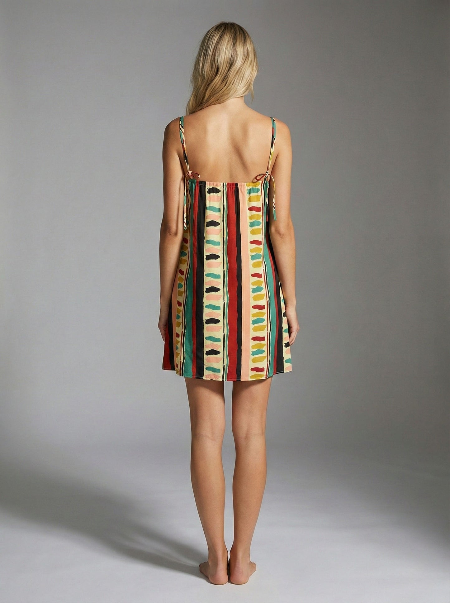 Bohemian Stripe Shift Mini Dress