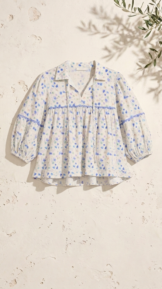 Aegean Bloom Long Sleeve Top