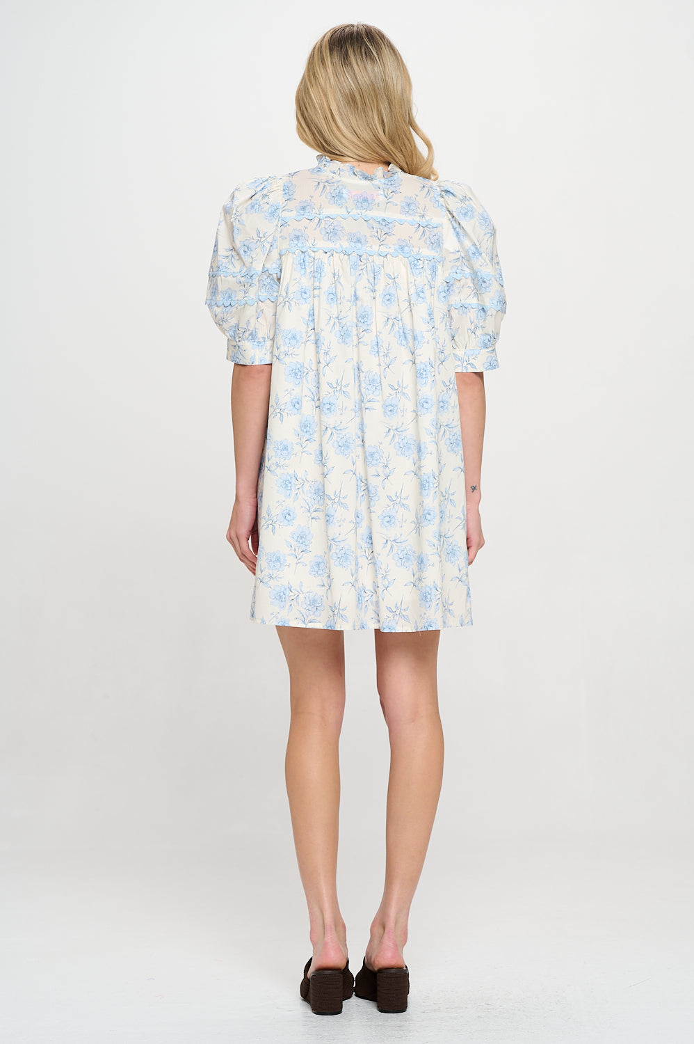 Azure Floral Short Sleeve Dress