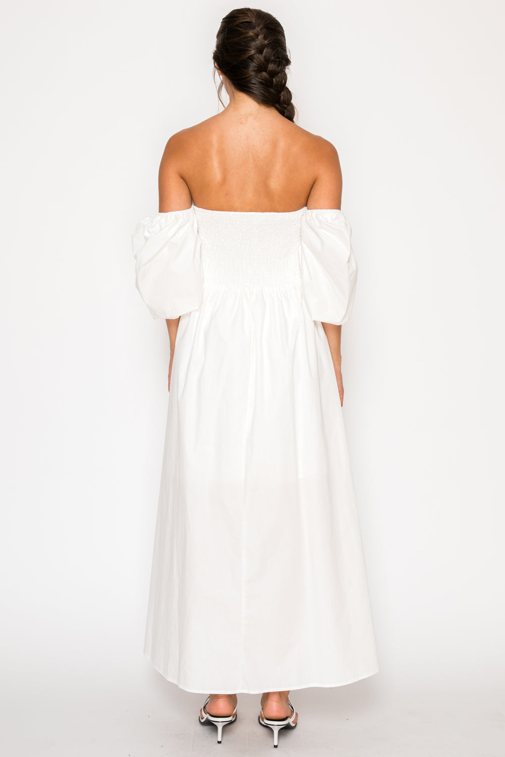 White Poplin Tube Maxi Dress