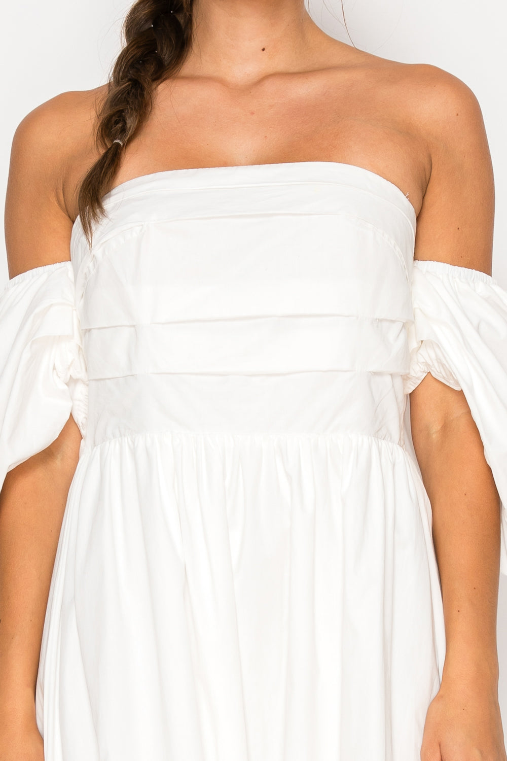 White Poplin Tube Maxi Dress