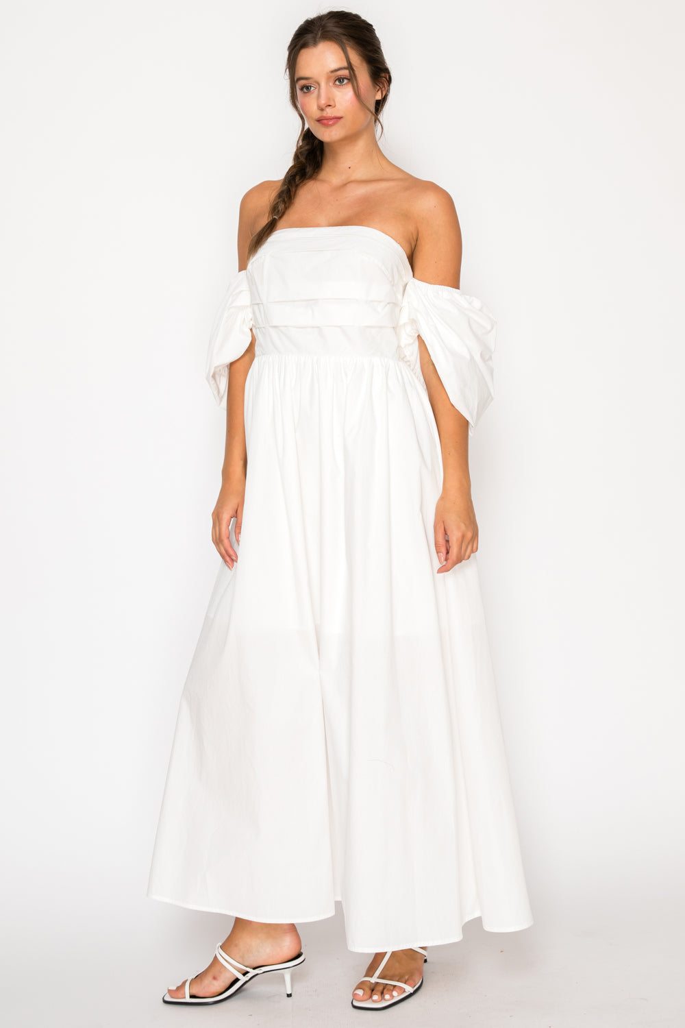 White Poplin Tube Maxi Dress