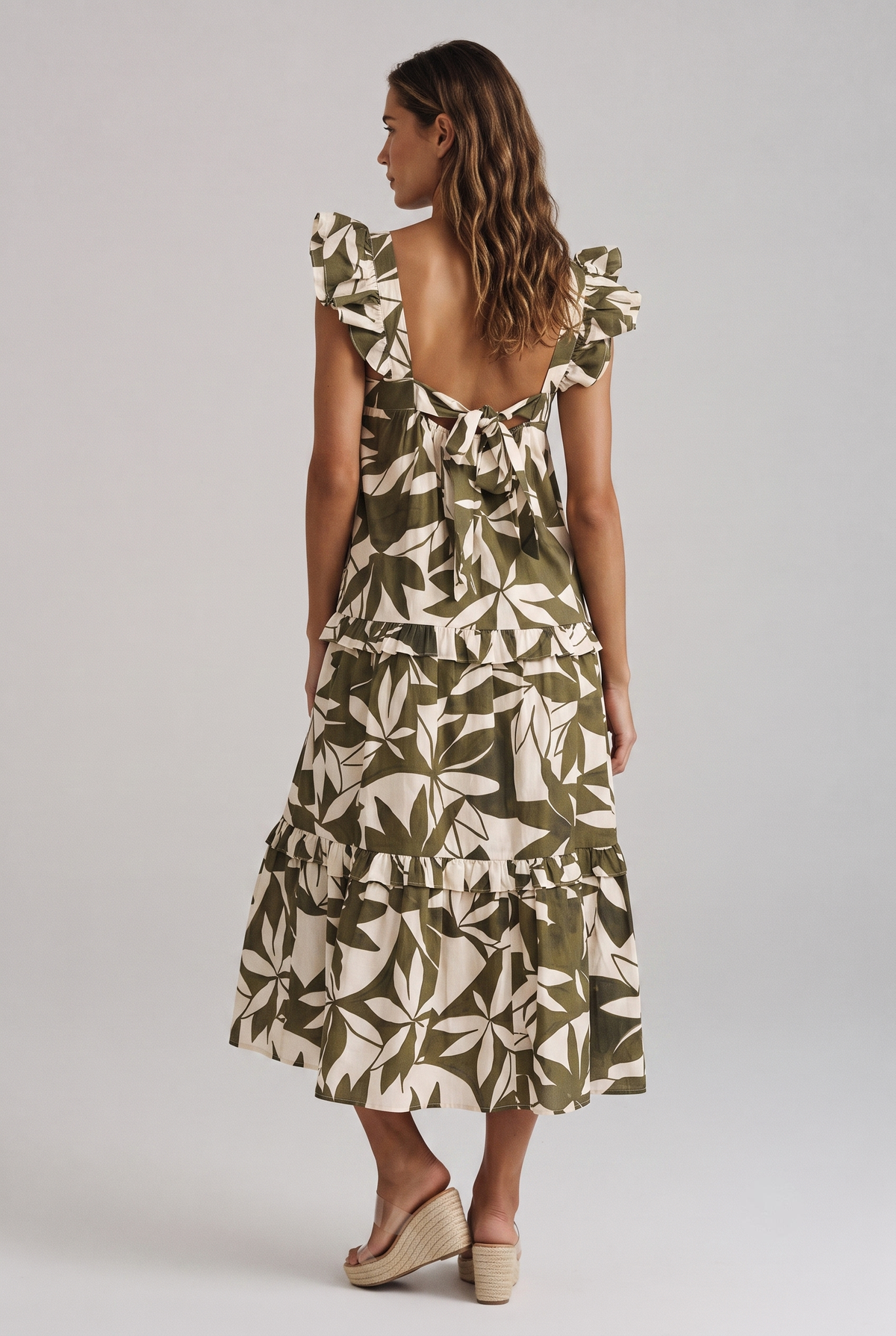 Emerald Canopy Ruffle Strap Maxi Dress