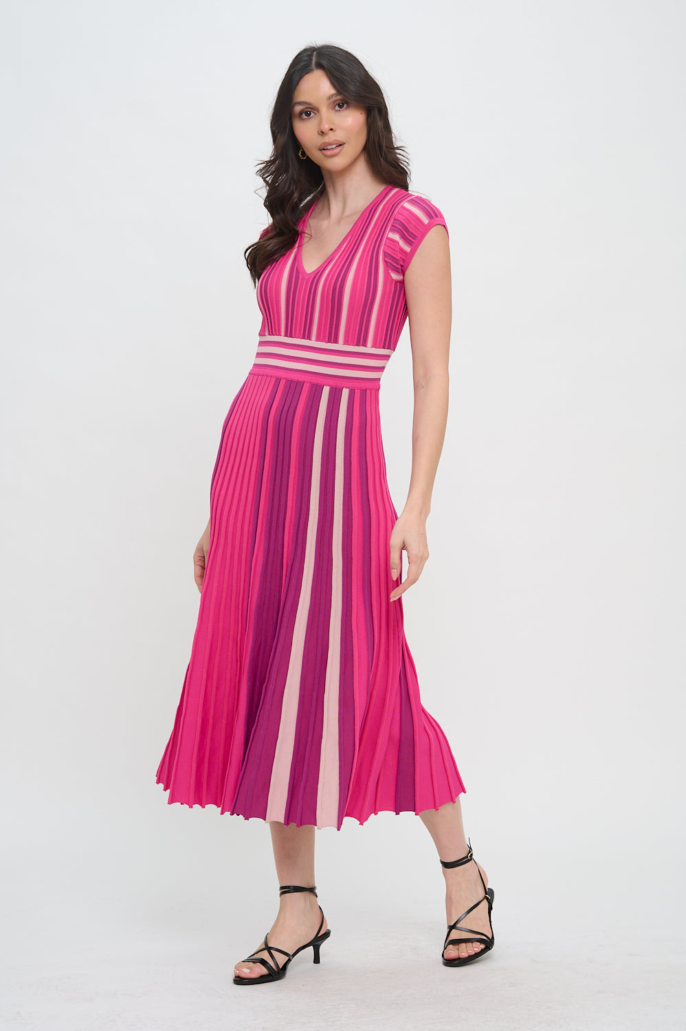 Multi Stripe Knit Midi Dress
