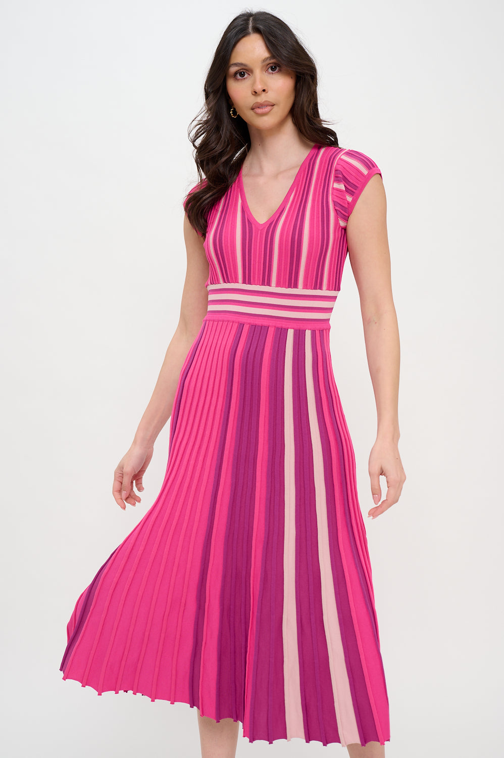 Multi Stripe Knit Midi Dress