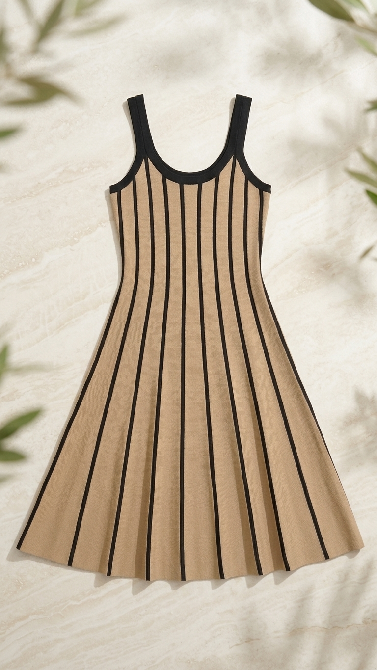 Rib Stripe Midi Dress