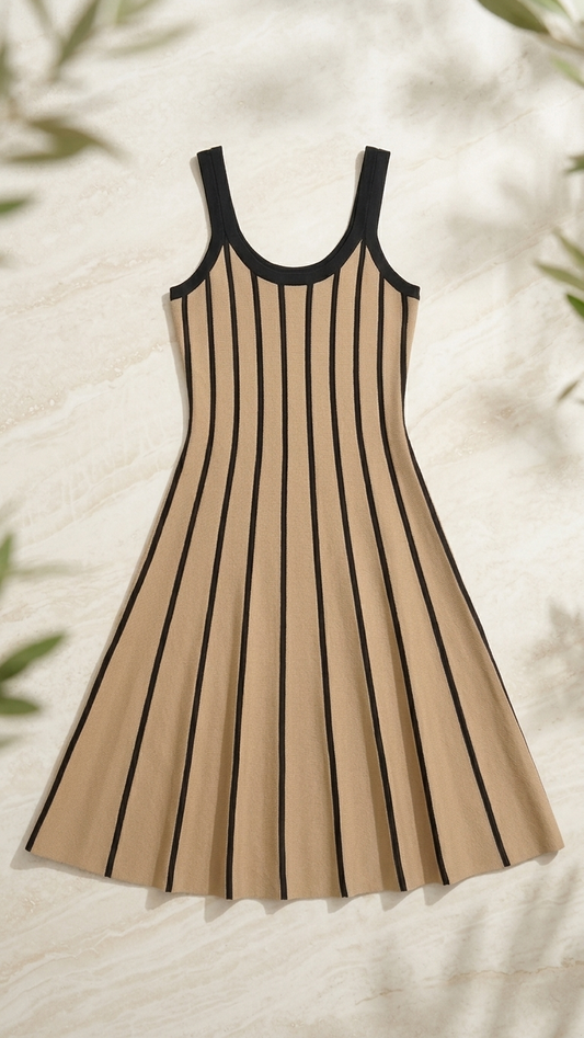 Rib Stripe Midi Dress