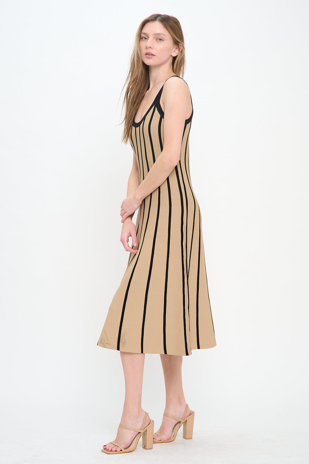 Rib Stripe Midi Dress