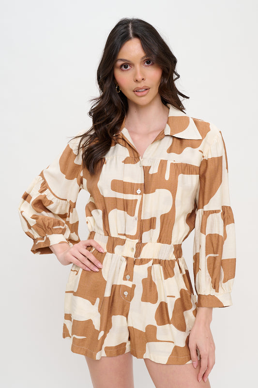 Terracotta Drift Button Down Romper