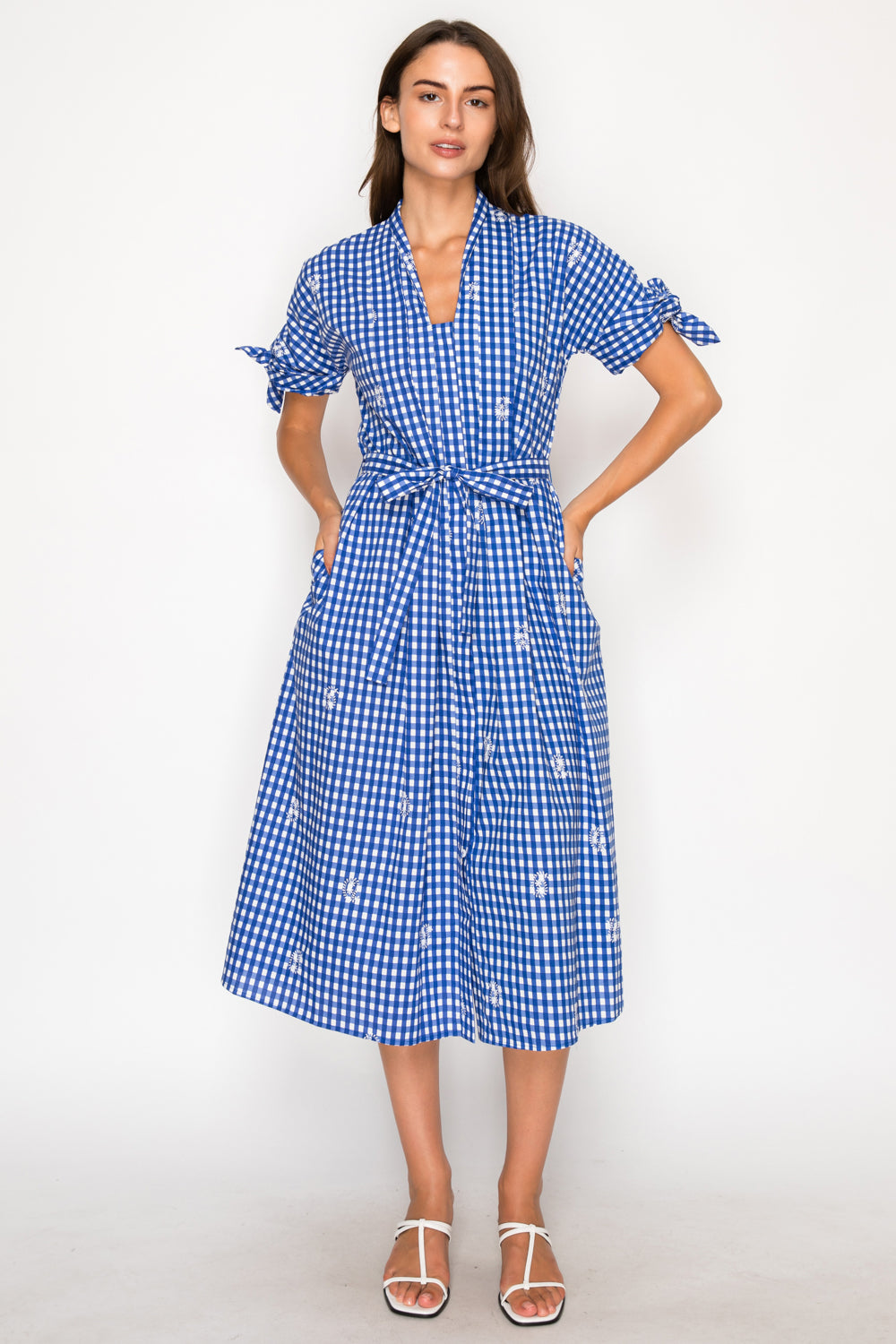 Azure Lace Shirt Midi Dress