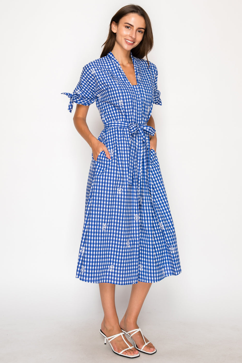Azure Lace Shirt Midi Dress